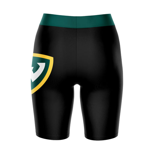 Wayne State Warriors Vive La Fete Game Day Logo on Thigh and Waistband Black and Green Women Bike Short 9 Inseam - Vive La Fête - Online Apparel Store