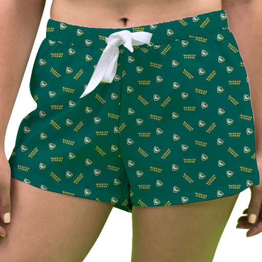 Wayne State Warriors Vive La Fete Game Day All Over Logo Women Green Lounge Shorts