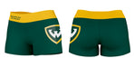 Wayne State Warriors Vive La Fete Logo on Thigh & Waistband Green Gold Women Yoga Booty Workout Shorts 3.75 Inseam - Vive La Fête - Online Apparel Store