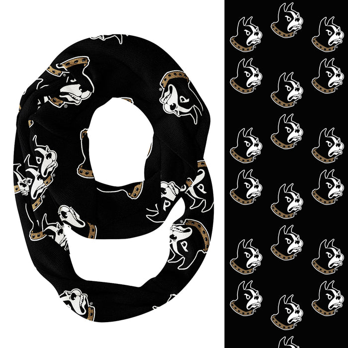 Wofford All Over Logo Black Infinity Scarf