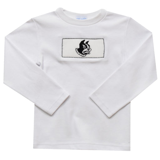 Wofford Smocked Knit White Boys Long Sleeve Tee Shirt - Vive La Fête - Online Apparel Store