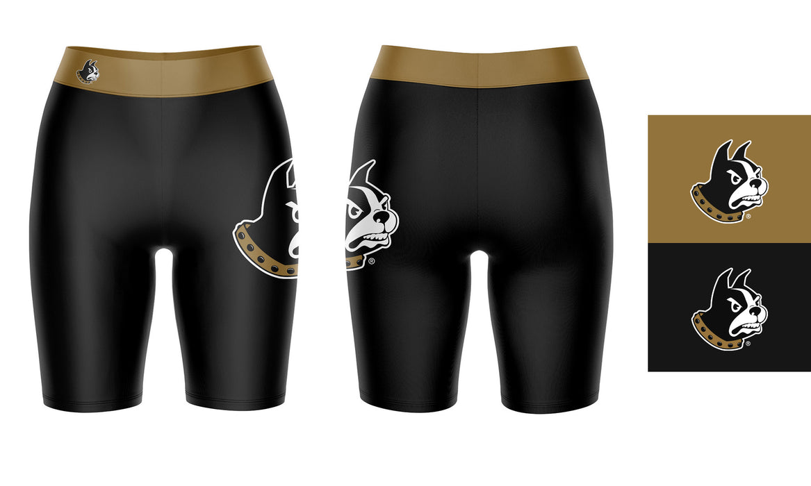 Wofford Terriers Vive La Fete Game Day Logo on Thigh and Waistband Black and Gold Women Bike Short 9 Inseam" - Vive La Fête - Online Apparel Store