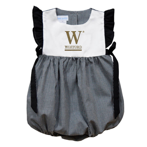 Wofford Terriers Embroidered Black Gingham Girls Bubble