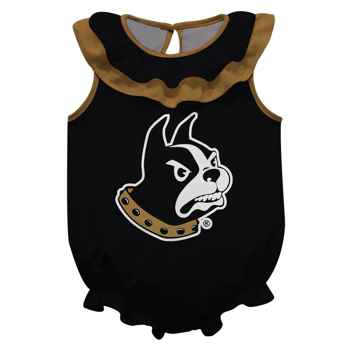 Wofford Terriers Black Sleeveless Ruffle Onesie Logo Bodysuit