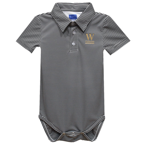 Wofford Terriers Embroidered Black Stripe Knit Polo Onesie