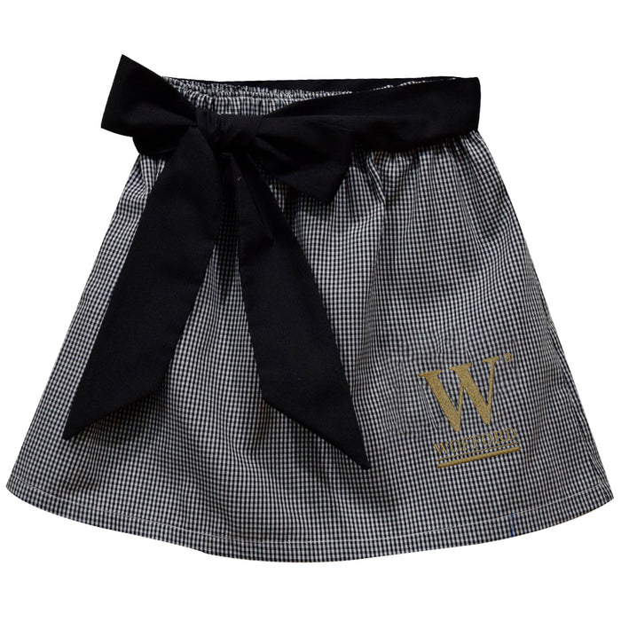 Wofford Terriers Embroidered Black Gingham Skirt with Sash