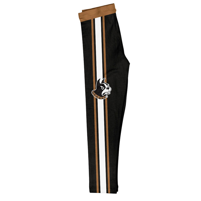 Wofford Terriers Vive La Fete Girls Game Day Black with Gold Stripes Leggings Tights
