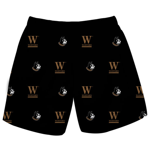 Wofford Terriers Vive La Fete Boys Game Day All Over Logo Elastic Waist Classic Play Black Pull On Short