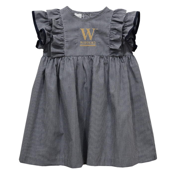Wofford Terriers Embroidered Black Gingham Ruffle Dress