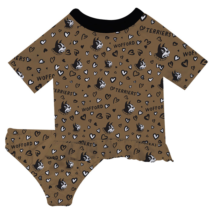 Wofford Terriers Vive La Fete All Over Logo Gold Long Sleeve Bikini Set