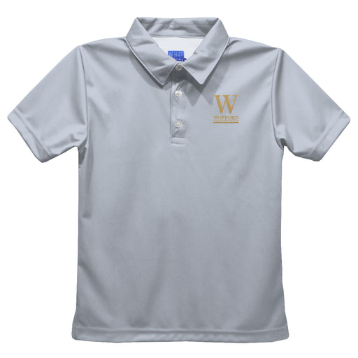 Wofford Terriers Embroidered Gray Short Sleeve Polo Box Shirt