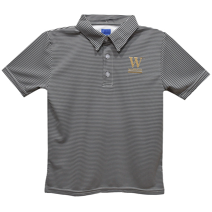 Wofford Terriers Embroidered Black Stripes Short Sleeve Polo Box Shirt