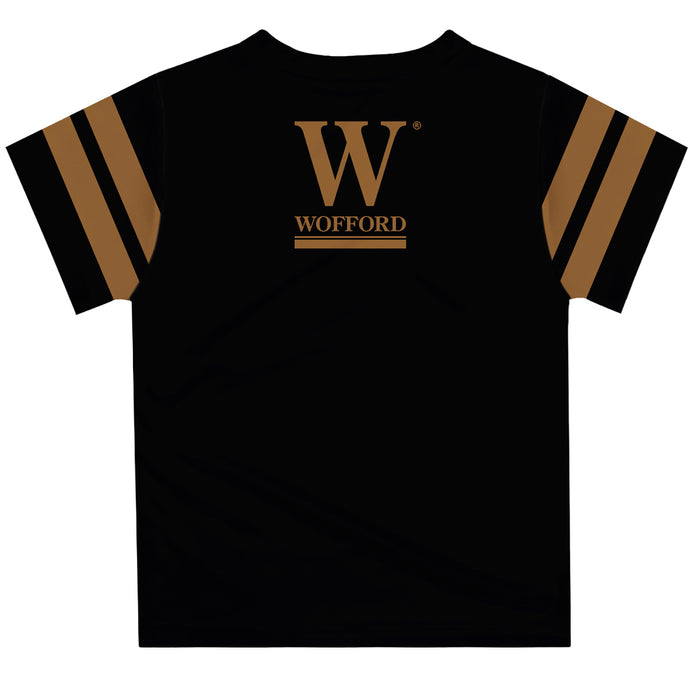 Wofford Terriers Vive La Fete Boys Game Day Black Short Sleeve Tee with Stripes on Sleeves - Vive La Fête - Online Apparel Store