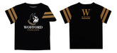 Wofford Terriers Vive La Fete Boys Game Day Black Short Sleeve Tee with Stripes on Sleeves - Vive La Fête - Online Apparel Store