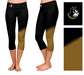 Wofford Terriers Vive La Fete Game Day Collegiate Leg Color Block Women Black Gold Capri Leggings - Vive La Fête - Online Apparel Store