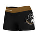Wofford Terriers Vive La Fete Logo on Thigh & Waistband Black Gold Women Yoga Booty Workout Shorts 3.75 Inseam"
