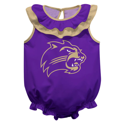 Western Carolina Catamounts Purple Sleeveless Ruffle Onesie Logo Bodysuit by Vive La Fete