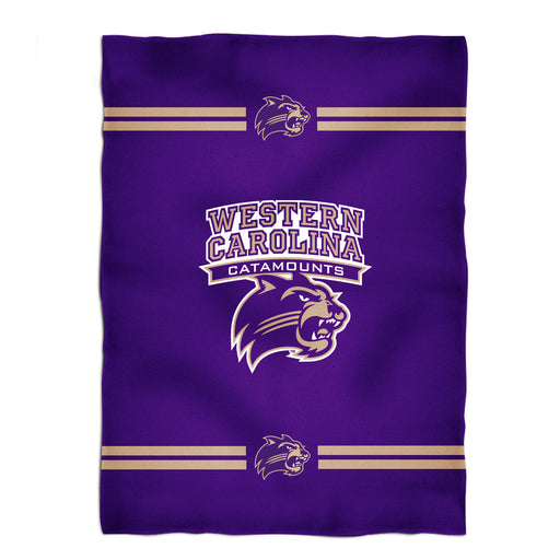 Western Carolina Catamounts Vive La Fete Game Day Soft Premium Fleece Purple Throw Blanket 40 x 58" Logo and Stripes" - Vive La Fête - Online Apparel Store