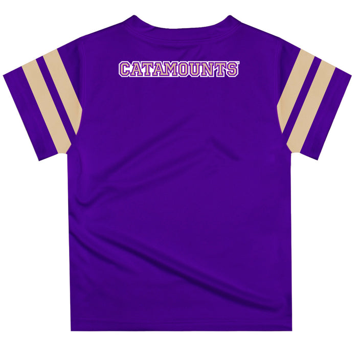 Western Carolina Catamounts Vive La Fete Boys Game Day Purple Short Sleeve Tee with Stripes on Sleeves - Vive La Fête - Online Apparel Store