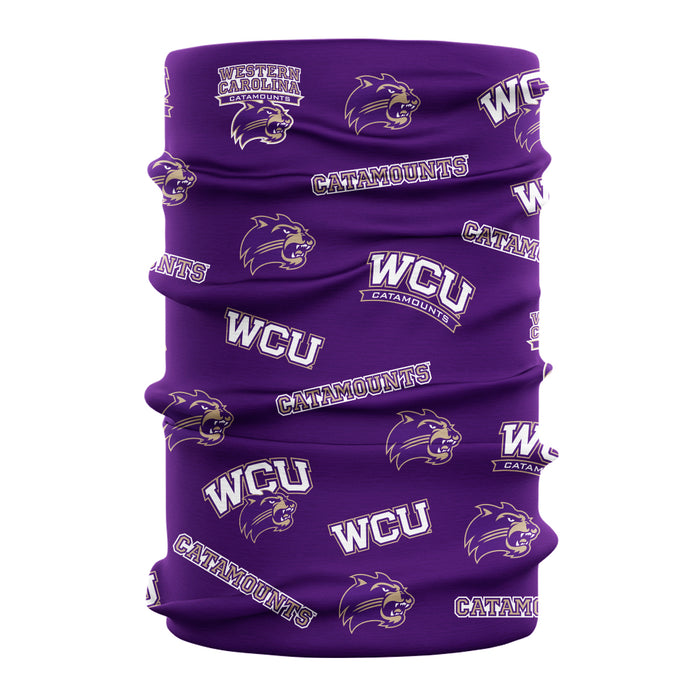 Western Carolina Catamounts Neck Gaiter Purple All Over Logo WCU - Vive La Fête - Online Apparel Store