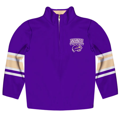 Western Carolina Catamounts Vive La Fete Game Day Purple Quarter Zip Pullover Stripes on Sleeves - Vive La Fête - Online Apparel Store