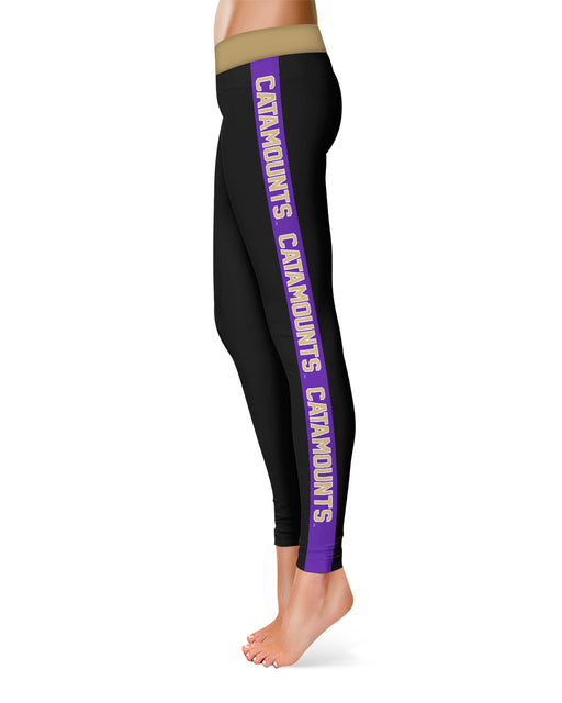 Western Carolina Catamounts Purple Stripe Black Leggings - Vive La Fête - Online Apparel Store