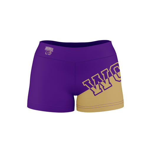 Western Carolina Catamounts Vive La Fete Game Day Collegiate Leg Color Block Women Purple Gold Optimum Yoga Short - Vive La Fête - Online Apparel Store