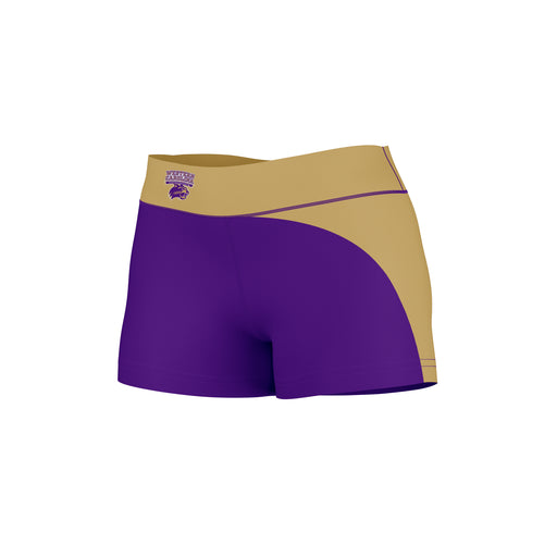 Western Carolina Catamounts Vive La Fete Game Day Collegiate Waist Color Block Women Purple Gold Optimum Yoga Short - Vive La Fête - Online Apparel Store