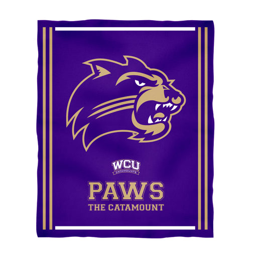 Western Carolina Catamounts Vive La Fete Kids Game Day Purple Plush Soft Minky Blanket 36 x 48 Mascot