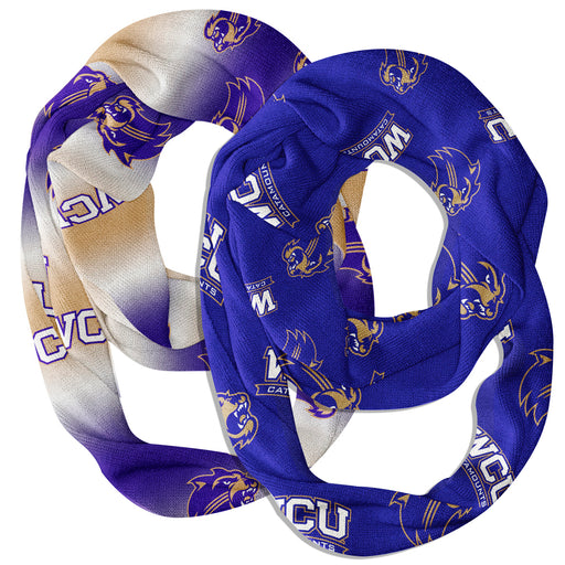 Western Carolina Catamounts Vive La Fete All Over Logo Collegiate Women Set of 2 Light Weight Ultra Soft Infinity Scarfs