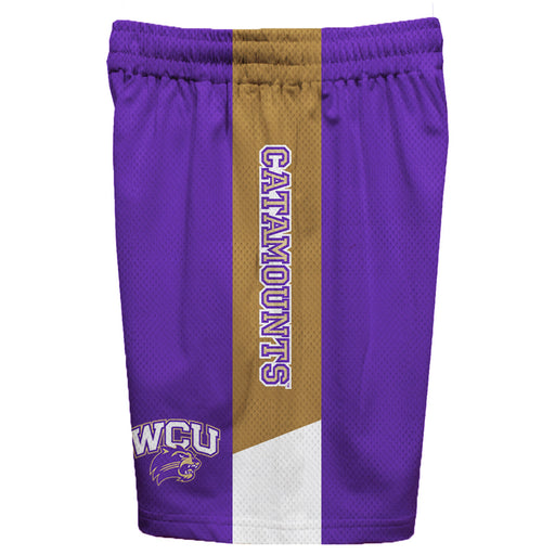 Western Carolina Catamounts Vive La Fete Game Day Purple Stripes Boys Solid Gold Athletic Mesh Short - Vive La Fête - Online Apparel Store