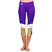 WCU Catamounts Vive La Fete Game Day Collegiate Ankle Color Block Girls Purple Gold Capri Leggings