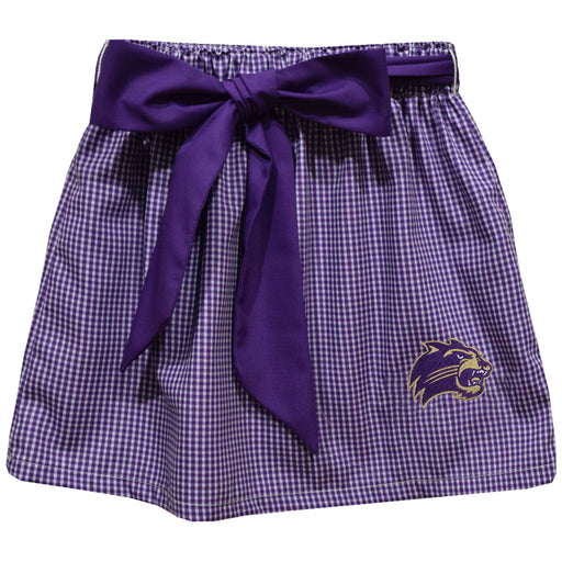 Western Carolina Catamounts Embroidered Purple Gingham Skirt With Sash
