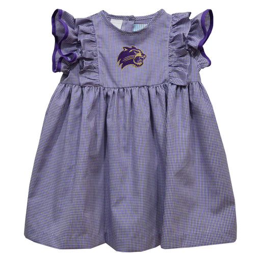 Western Carolina Catamounts Embroidered Purple Gingham Ruffle Dress