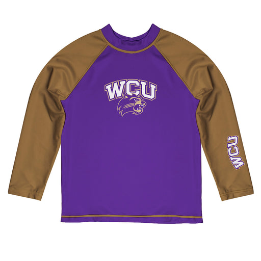 Western Carolina Catamounts Vive La Fete Logo Purple Gold Long Sleeve Raglan Rashguard