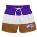 Western Carolina Catamounts Vive La Fete Purple White Gold Stripes Swimtrunks V1