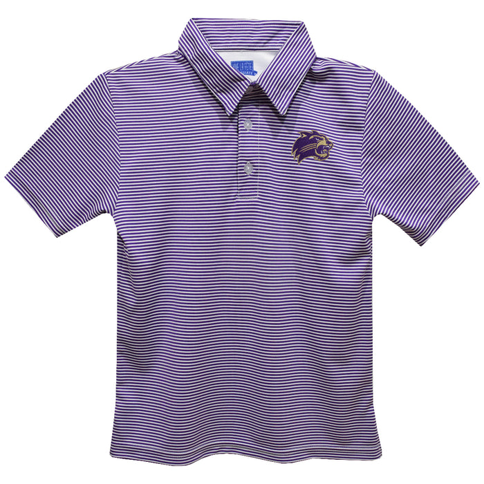 Western Carolina Catamounts Embroidered Purple Stripes Short Sleeve Polo Box Shirt