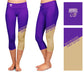 WCU Catamounts Vive La Fete Game Day Collegiate Leg Color Block Women Purple Gold Capri Leggings - Vive La Fête - Online Apparel Store