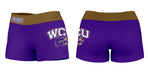 WCU Catamounts Vive La Fete Logo on Thigh & Waistband Purple Gold Women Yoga Booty Workout Shorts 3.75 Inseam - Vive La Fête - Online Apparel Store