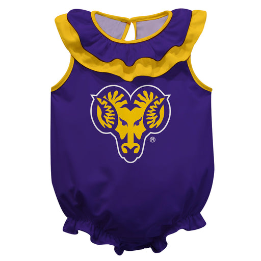 West Chester University Golden Rams WCU Purple Sleeveless Ruffle Onesie Logo Bodysuit