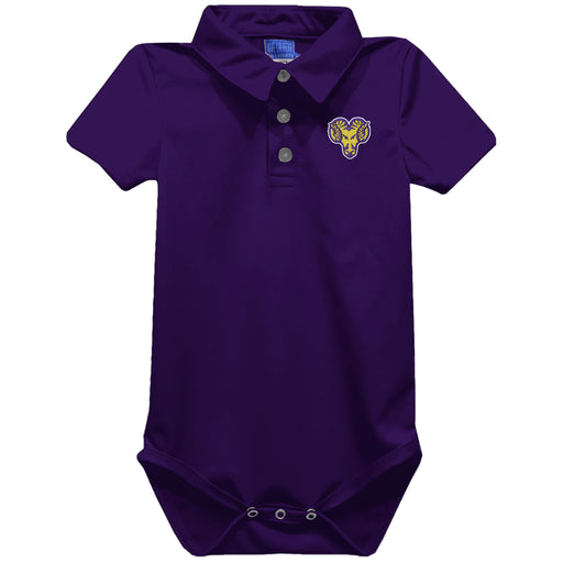 West Chester University Golden Rams WCU Embroidered Purple Solid Knit Polo Onesie