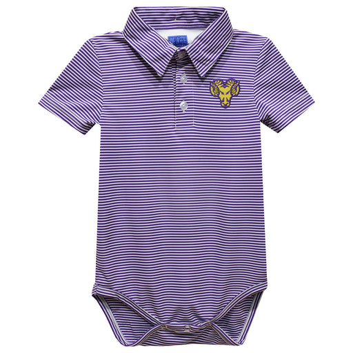 West Chester University Golden Rams WCU Embroidered Purple Stripe Knit Boys Polo Bodysuit