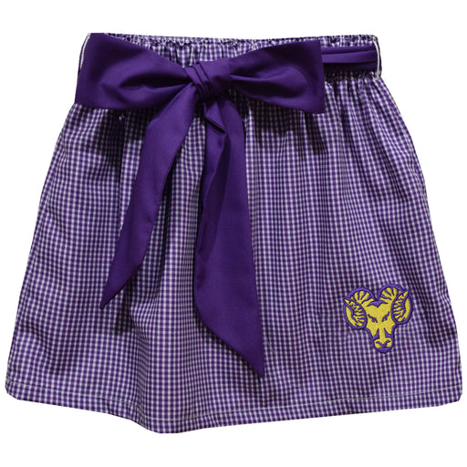West Chester University Golden Rams WCU Embroidered Purple Gingham Skirt With Sash