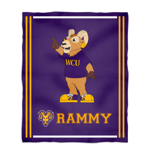 West Chester University Golden Rams WCU  Vive La Fete Kids Game Day Purple Plush Soft Minky Blanket 36 x 48 Mascot