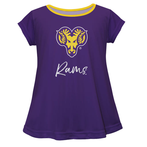 West Chester University Golden Rams WCU  Vive La Fete Girls Game Day Short Sleeve Purple Top with School Logo and Name