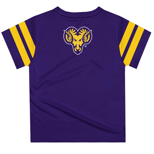 West Chester University Golden Rams WCU  Vive La Fete Boys Game Day Purple Short Sleeve Tee with Stripes on Sleeves - Vive La Fête - Online Apparel Store