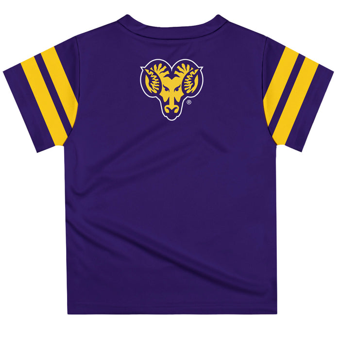 West Chester University Golden Rams WCU  Vive La Fete Boys Game Day Purple Short Sleeve Tee with Stripes on Sleeves - Vive La Fête - Online Apparel Store