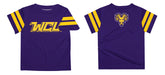 West Chester University Golden Rams WCU  Vive La Fete Boys Game Day Purple Short Sleeve Tee with Stripes on Sleeves - Vive La Fête - Online Apparel Store