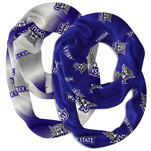 Weber State Wildcats Vive La Fete All Over Logo Collegiate Women Set of 2 Light Weight Ultra Soft Infinity Scarfs
