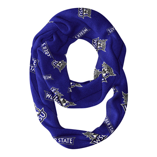 Weber State Wildcats WSU Vive La Fete Repeat Logo Game Day Collegiate Women Light Weight Ultra Soft Infinity Scarf